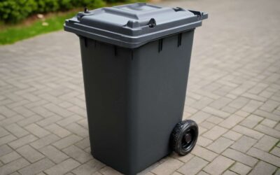A refuse bin on wheels makes household chores effortless